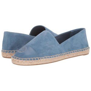 NIB Tory Burch Suede Leather Espadrille Flat Blue Yonder US 9 AUTHENTIC